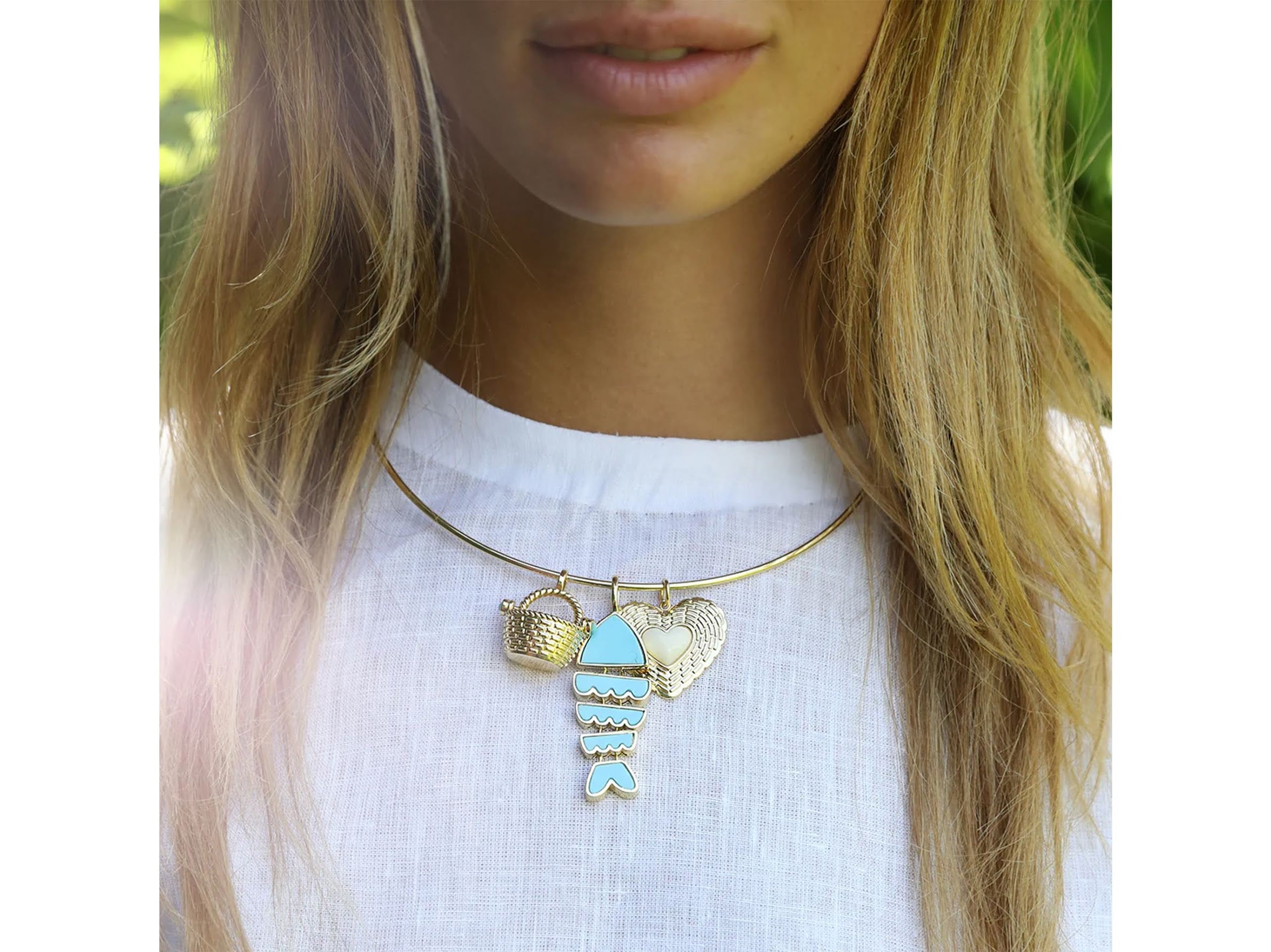 Gold Fish Charm with Turquiose