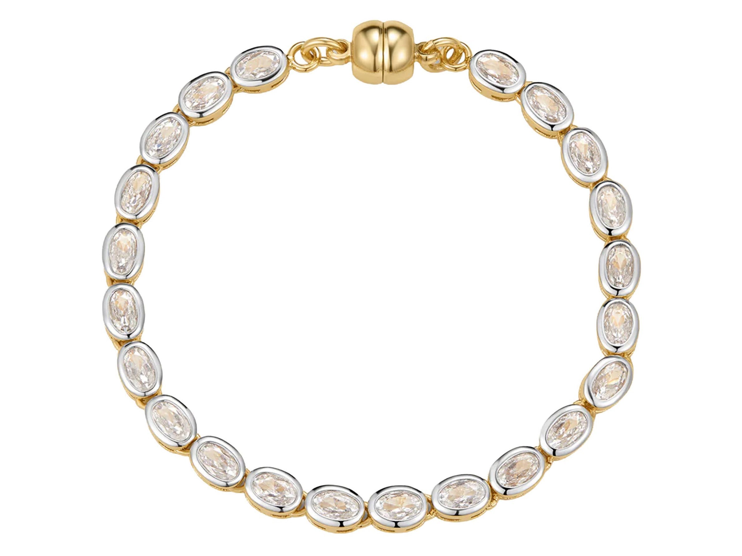 Two-Tone Tennis Bracelet with Oval CZs