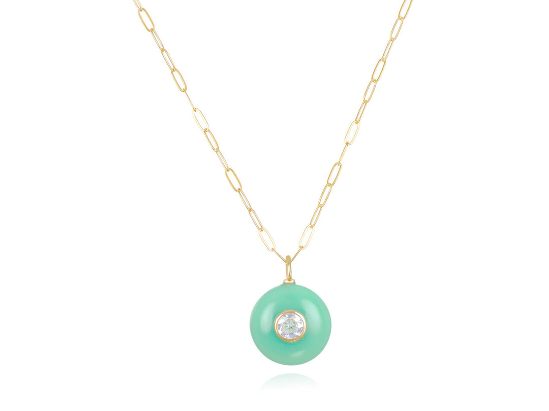 Chrysoprase and Topaz Charm Necklace