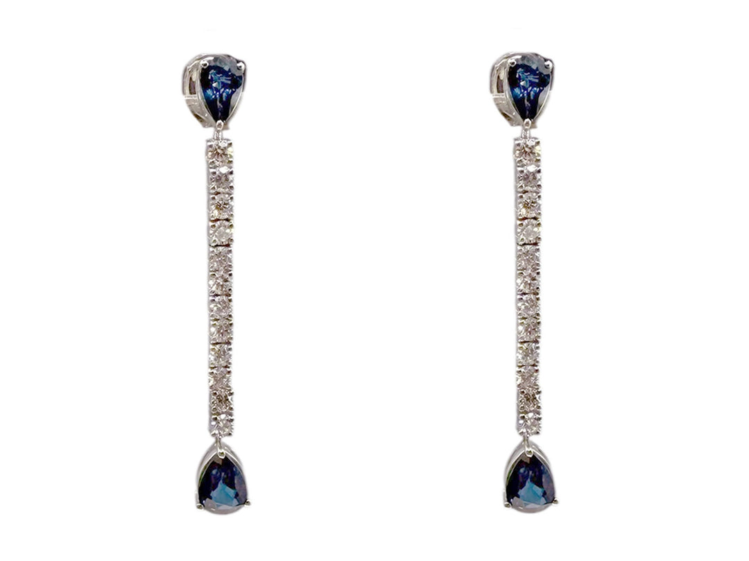 18k Sapphire and Diamond Drop Earrings