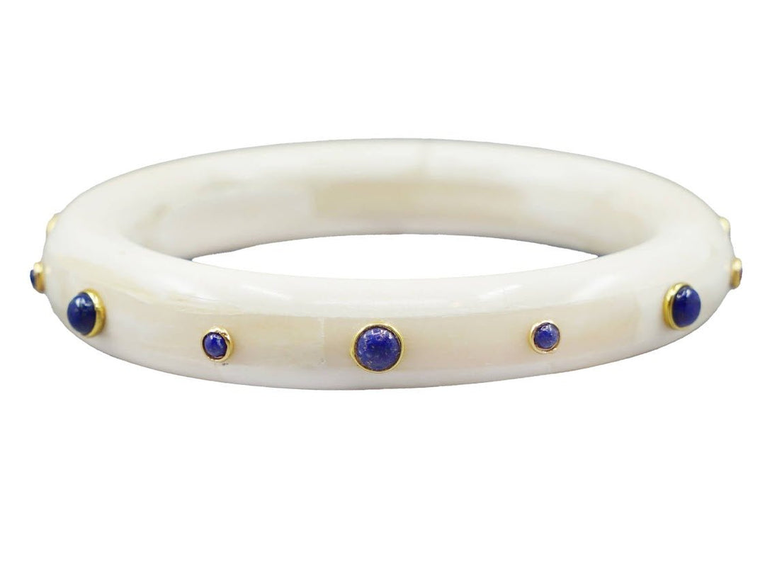 Ivory Bangle with Lapis Studs