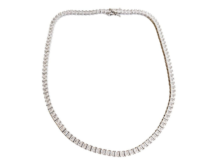 Silver Tennis Choker Necklace with CZs