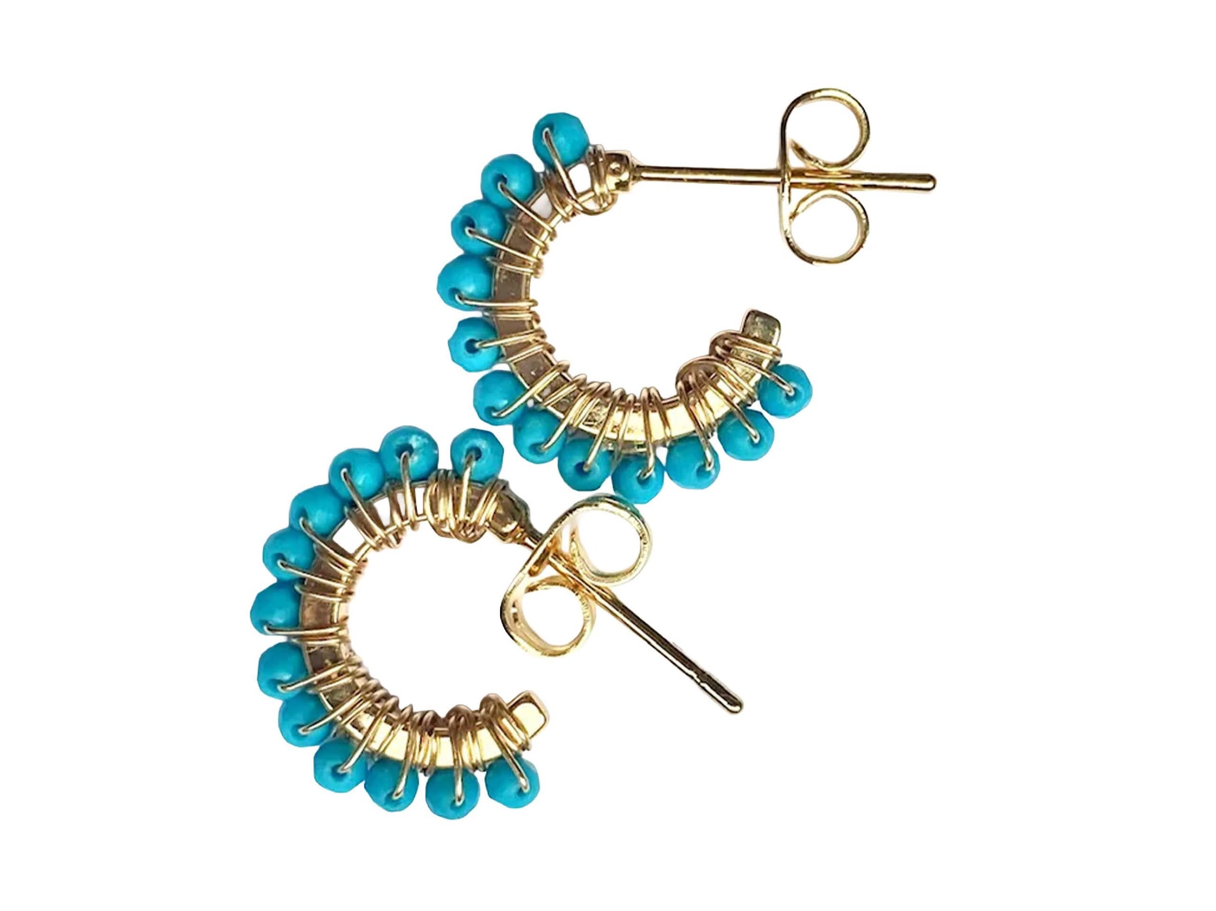 Turquoise Huggie Hoops