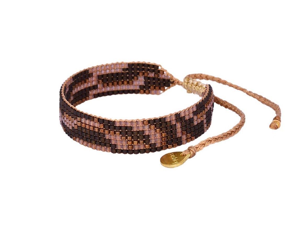 Brown and Gold Zebra Stripe Beaded Bracelet