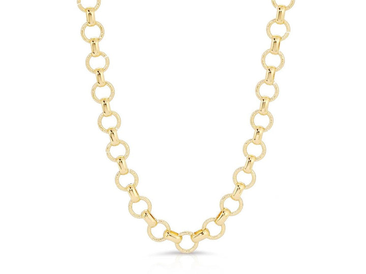 Gold Textured Link and Shiny Link Chain