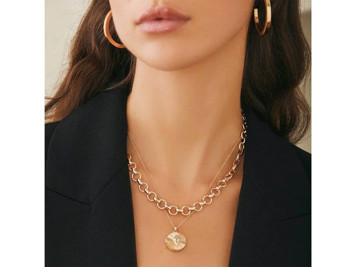 Gold Textured Link and Shiny Link Chain