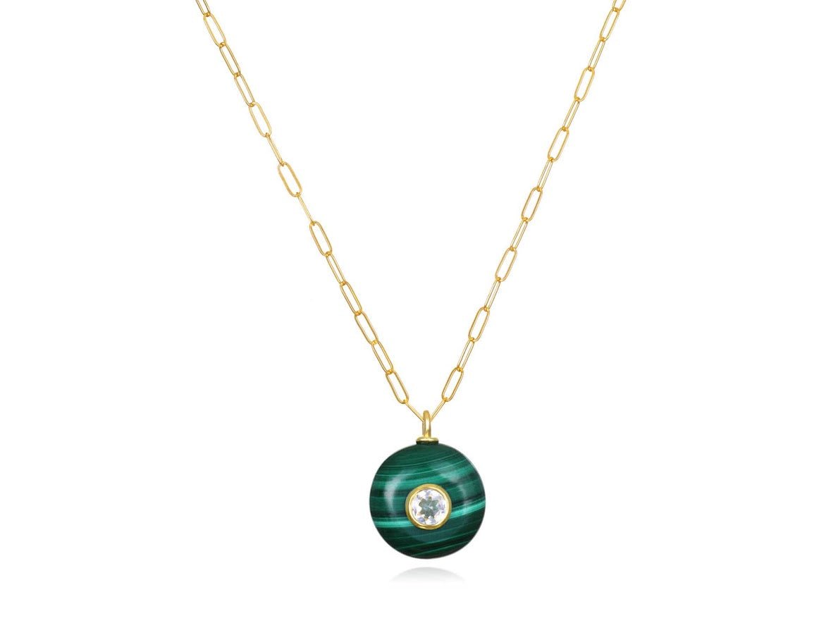 Malachite and Topaz Charm Necklace