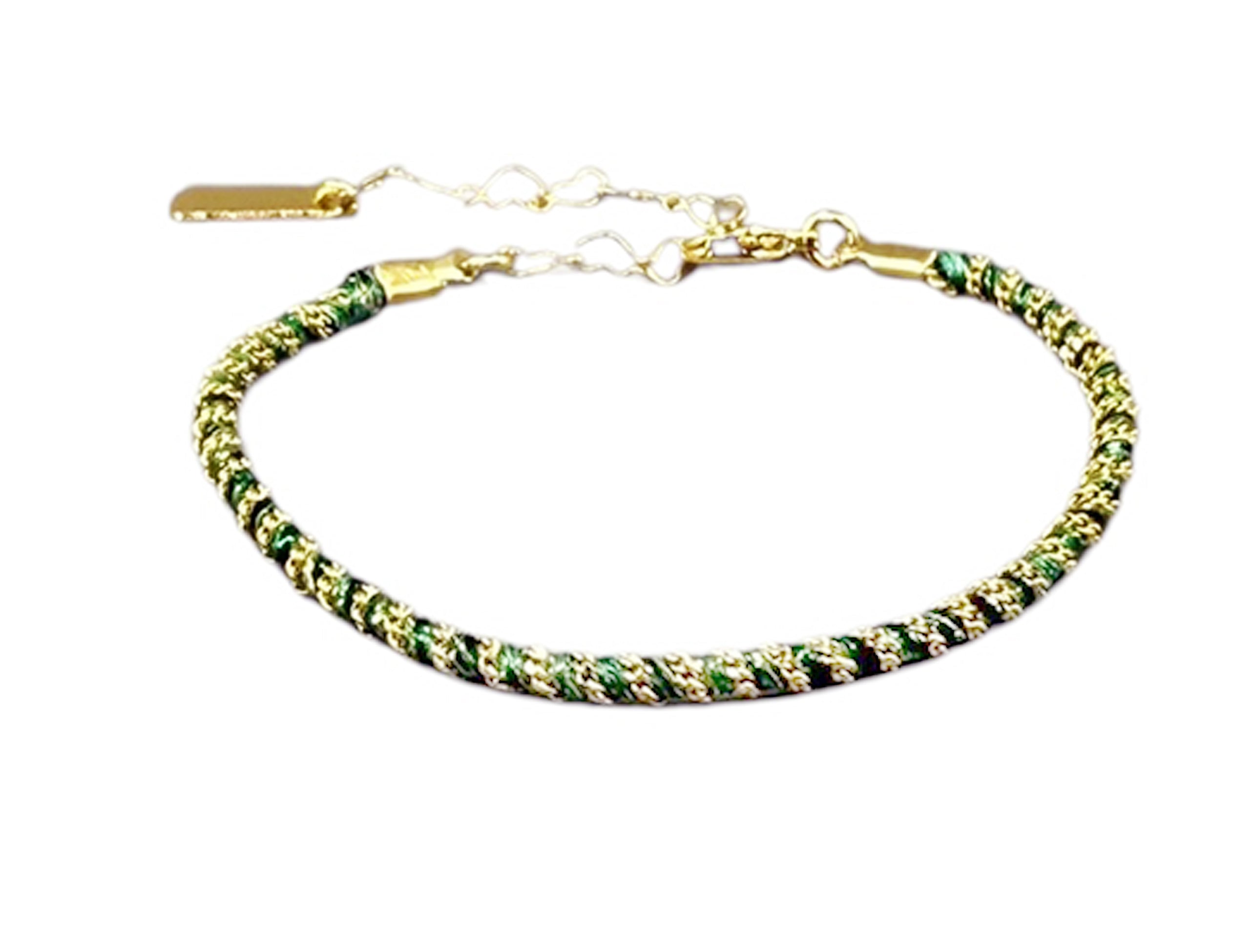 Green Threaded Chain Bracelet