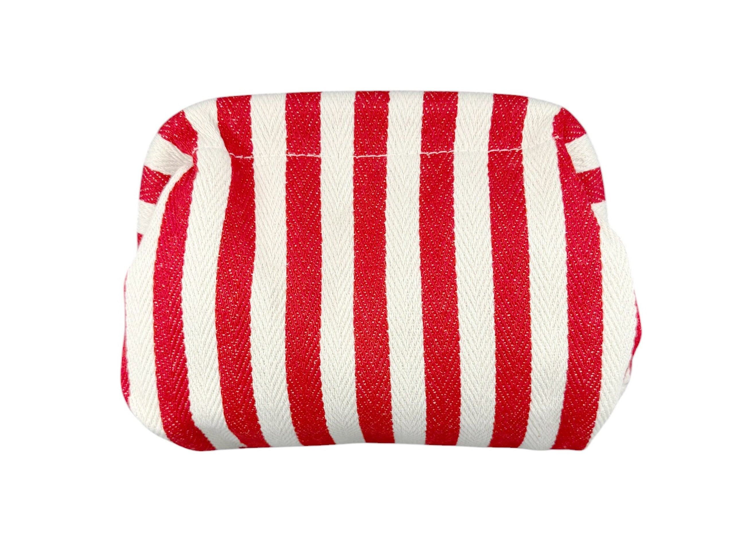 Red and White Stripe Crochet Clutch Purse