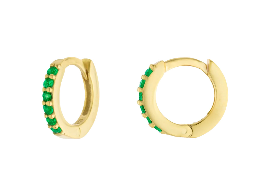 Faux CZ Emerald Huggie Hoops