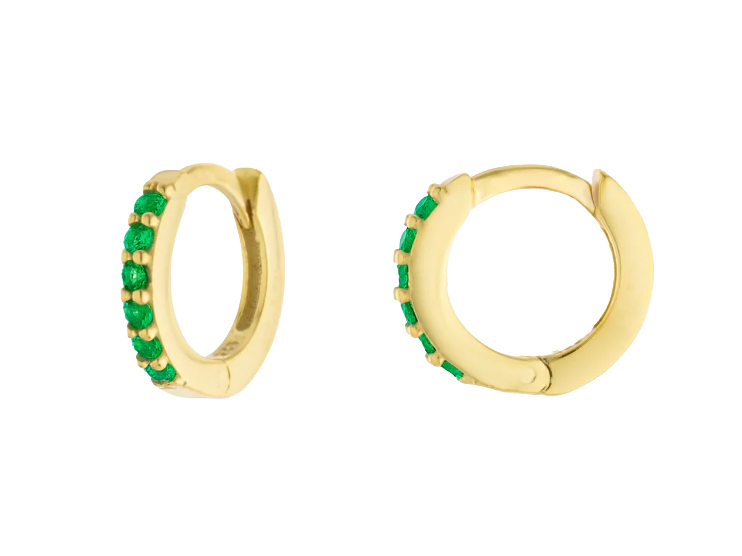 Faux Green CZ Huggie Hoops