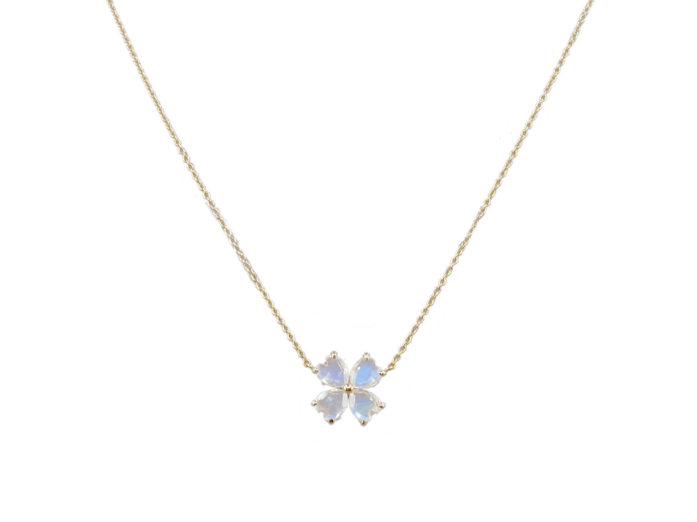 14k Moonstone Flower Necklace