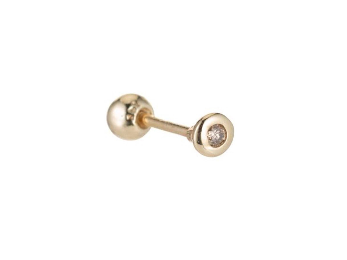 14k Diamond Bezel Stud Earring for Cartilage