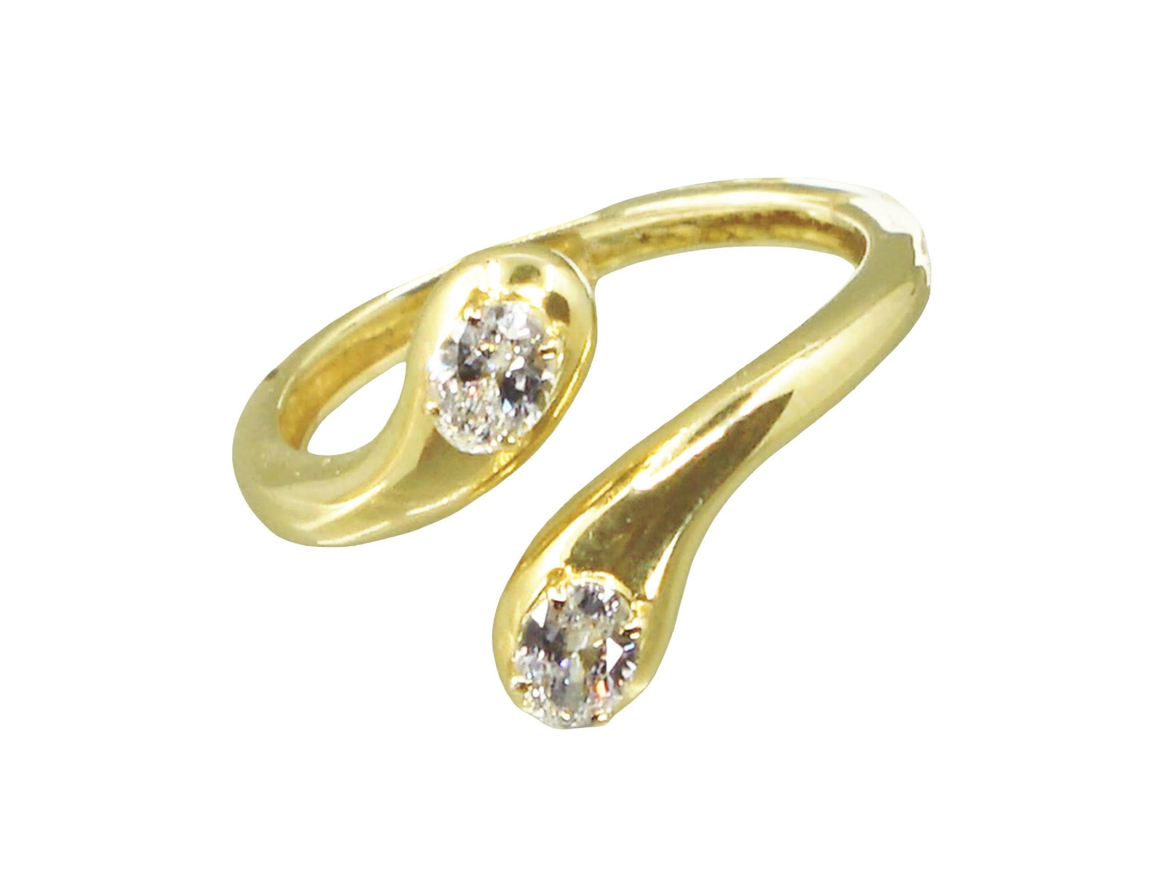 14k Bypass Ring with Diamonds