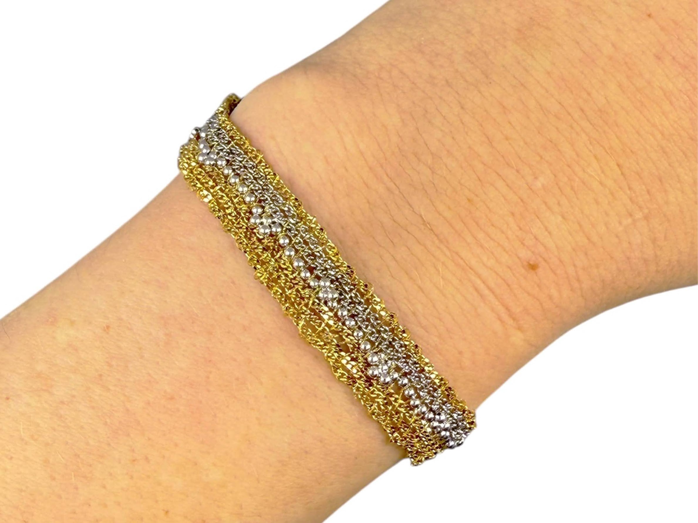 Gold and Silver Woven Chain Bracelet