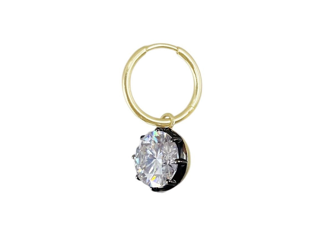 14k Oxidized Hoops with Moissanaite