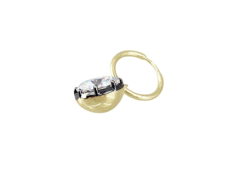 14k Oxidized Hoops with Moissanaite