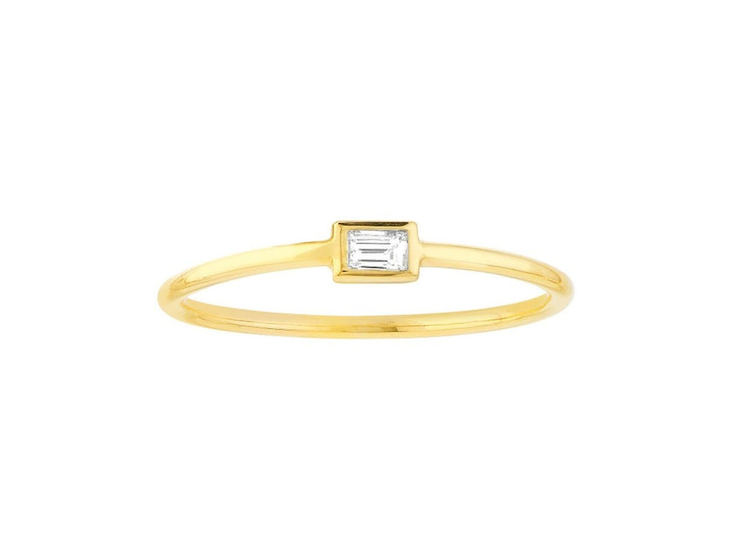 14k Baguette Diamond Bezel Ring