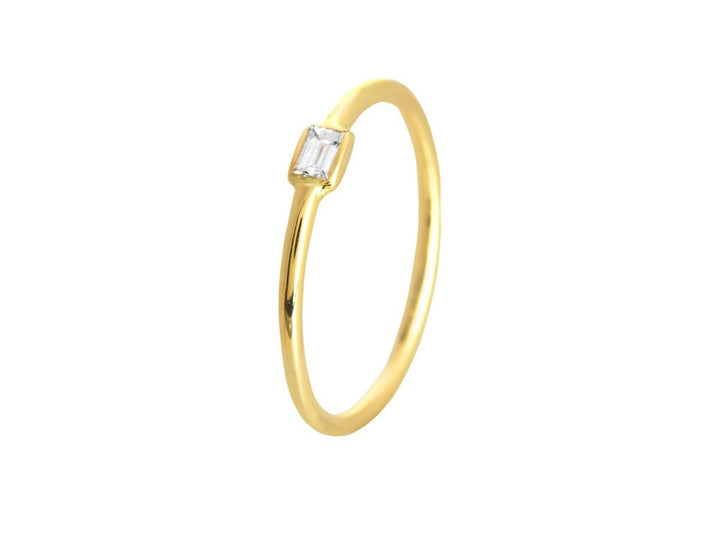 14k Baguette Diamond Bezel Ring