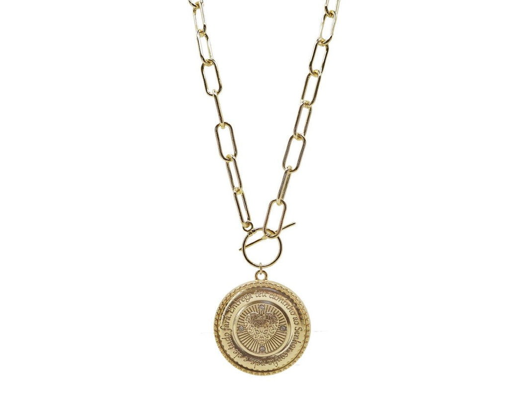 Love Medallion Toggle Strand Necklace