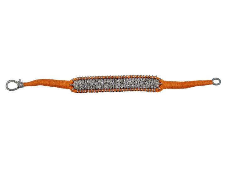SS Handmade Orange  Macrame Diamond Bracelet