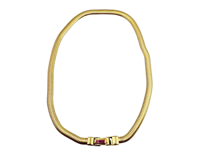 14k Estate Snake Necklace with Ruby Clasp