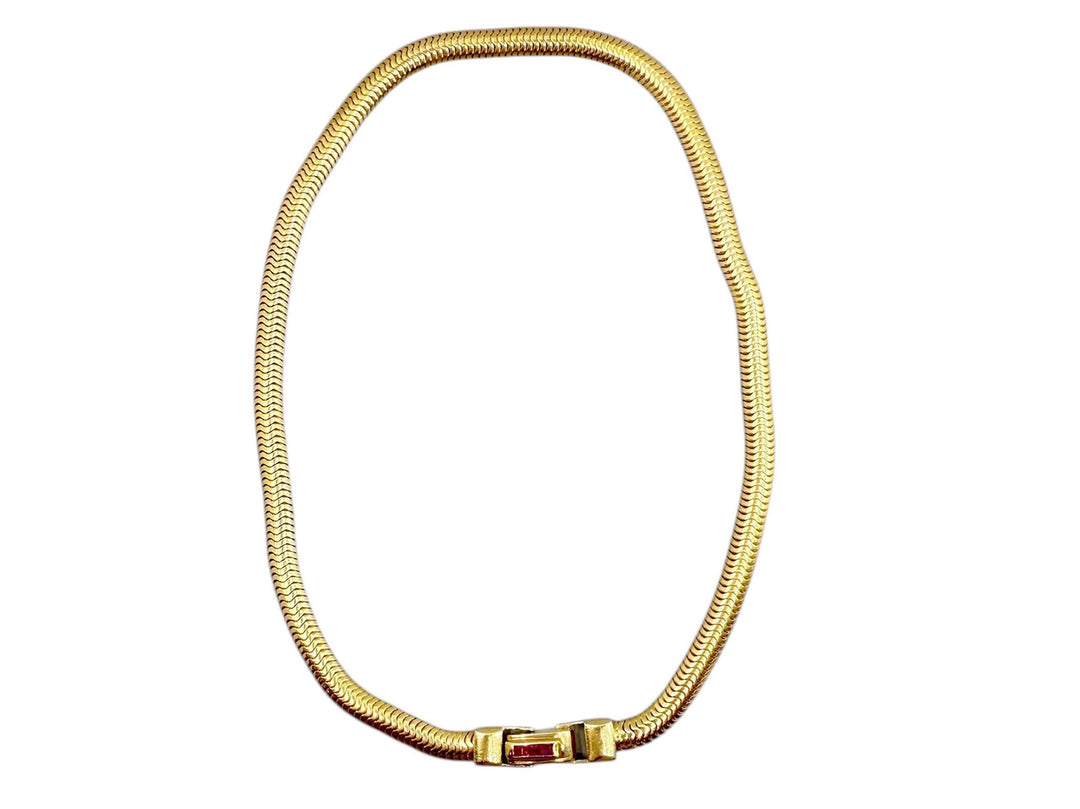 14k Estate Snake Necklace with Ruby Clasp