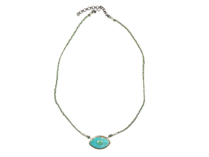 Turquoise and Emerald Evil Eye Necklace