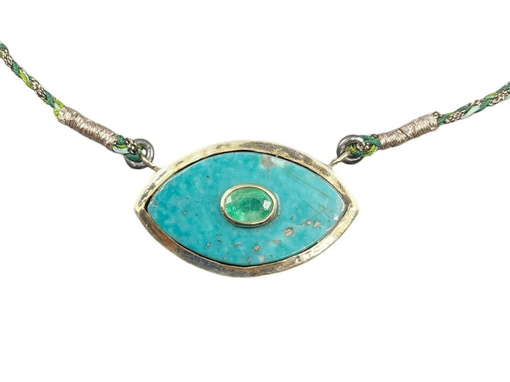 Turquoise and Emerald Evil Eye Necklace