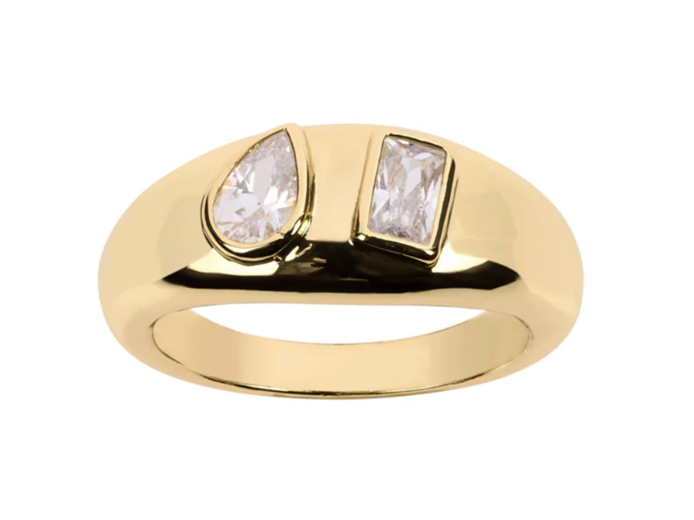 Gold Toi et Moi Ring with CZs