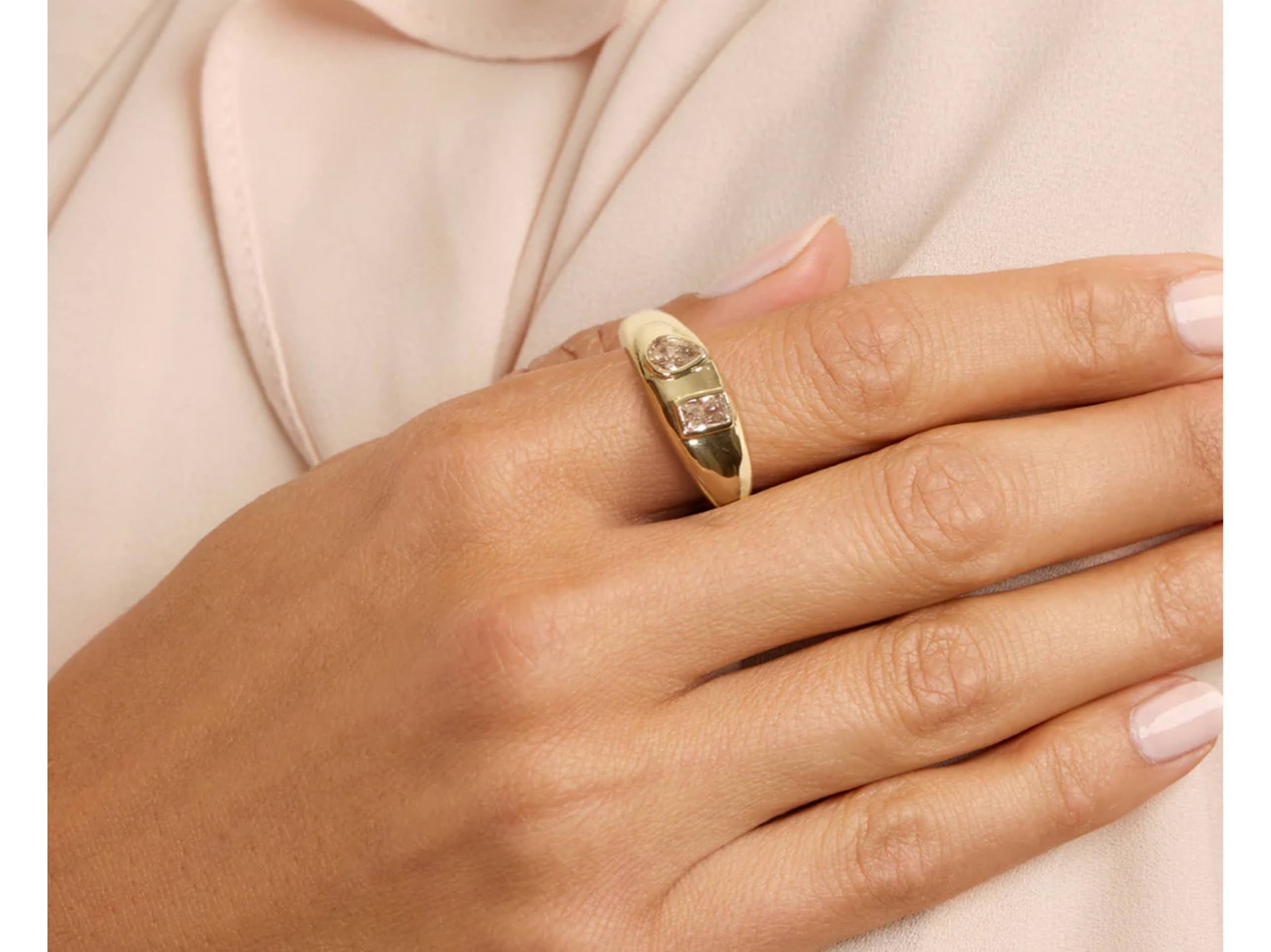 Gold Toi et Moi Ring with CZs