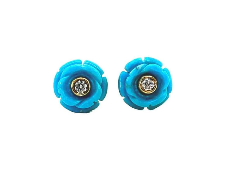 Turquoise and Diamond Stud Earrings