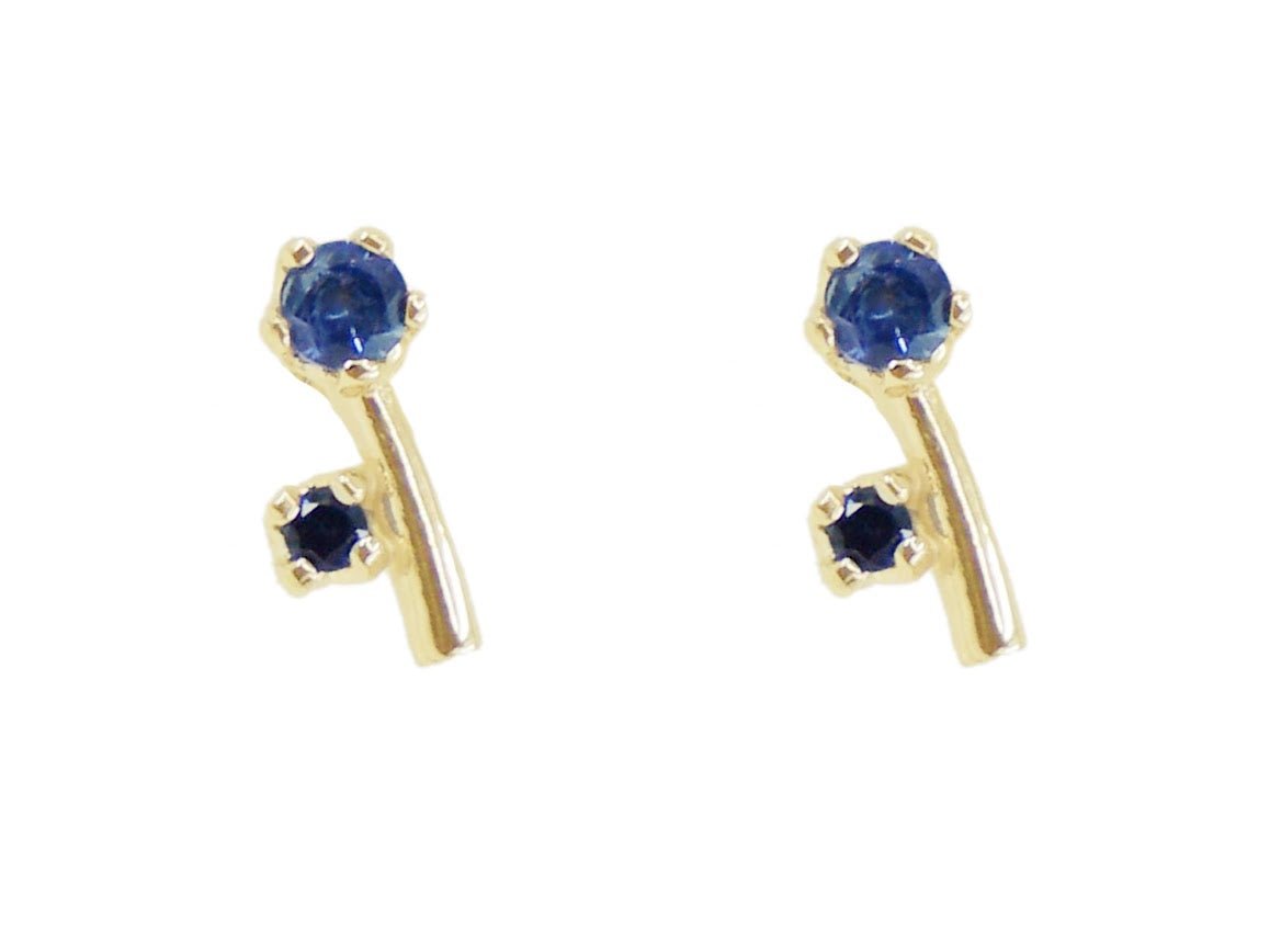 14k Blue Sapphire Flower Stem Earrings