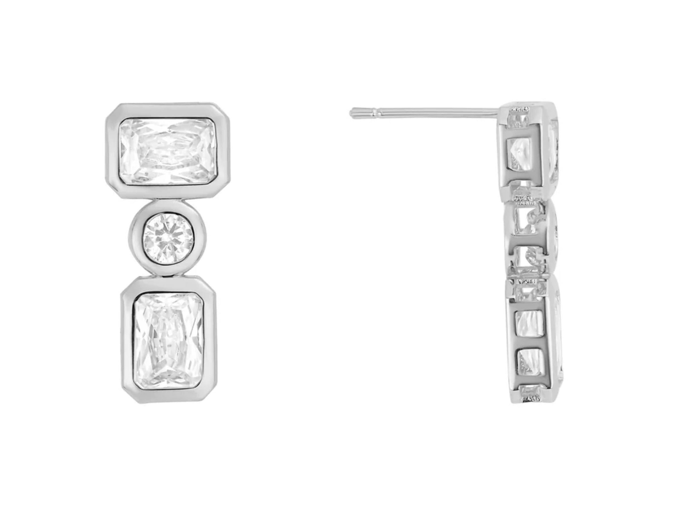 Silver CZ Post Earrings