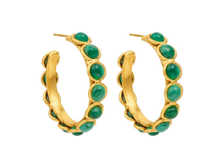 Malachite and Green Onyx Hoop Earrings