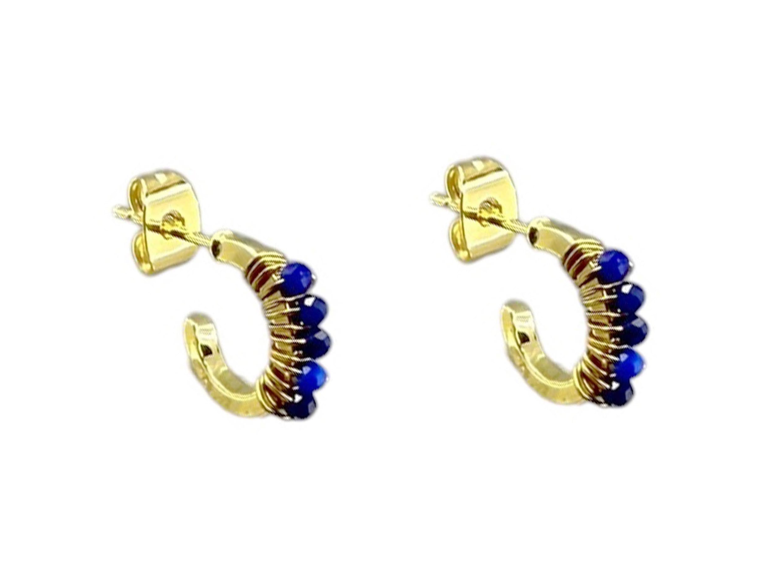 Lapis Huggie Hoops