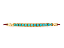 Load image into Gallery viewer, Red Woven Bracelet with Turquoise Studded Bar
