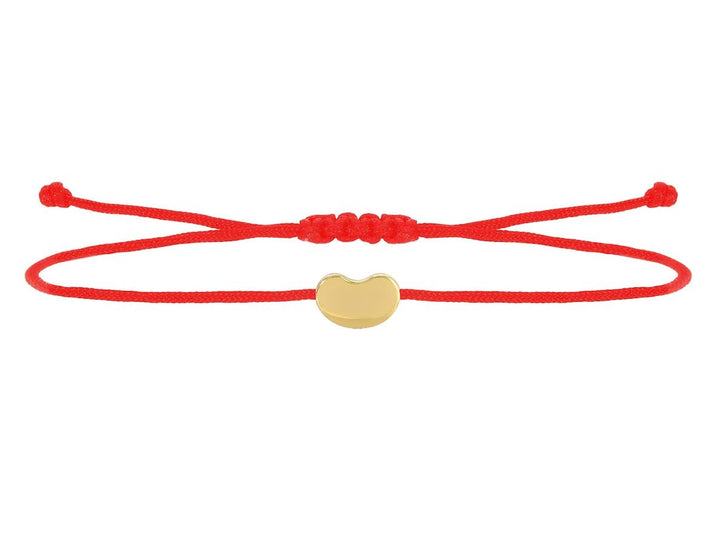 14k and Red Cord Bracelet with Engravable Bean Charm