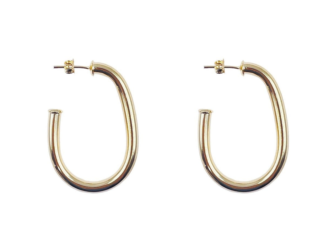 Gold Oval Thick Hoops
