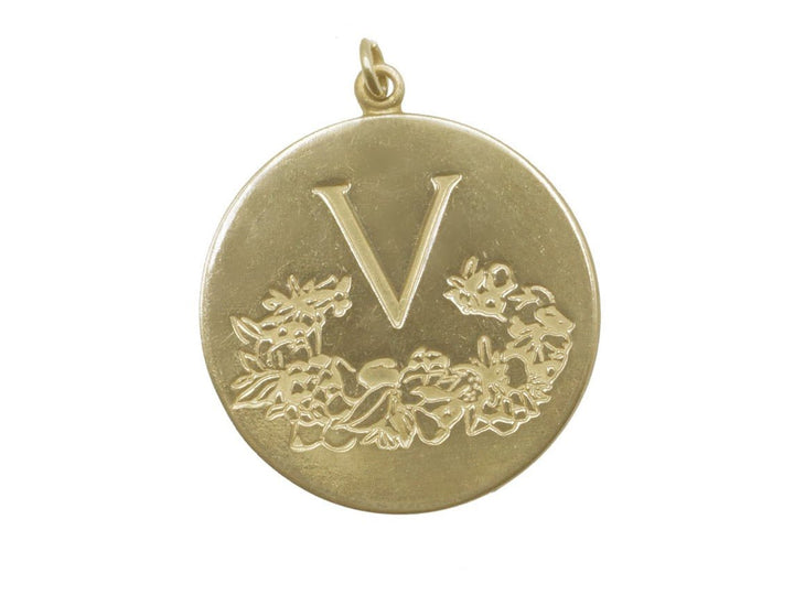 Vintage Circle Virgo Charm with Capital Letter