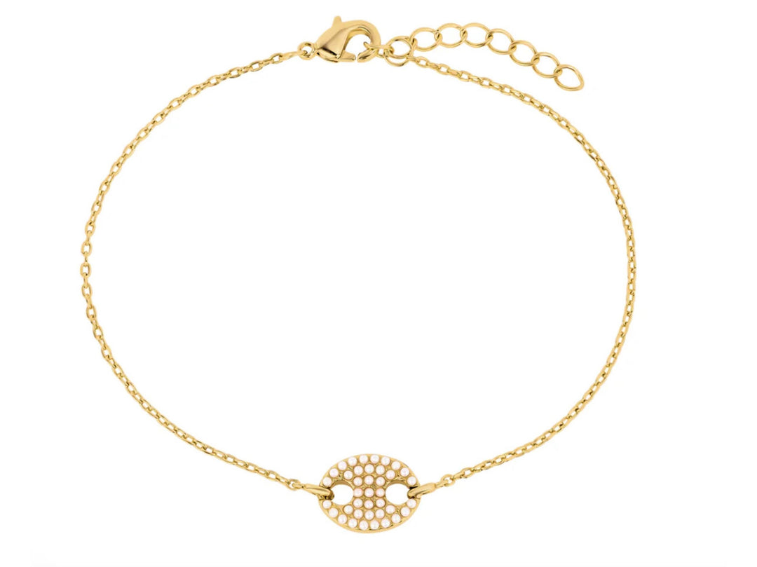 Chain Bracelet with Pearl Mariner Link