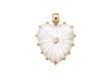 Load image into Gallery viewer, Mother of Pearl Heart Charm with CZ
