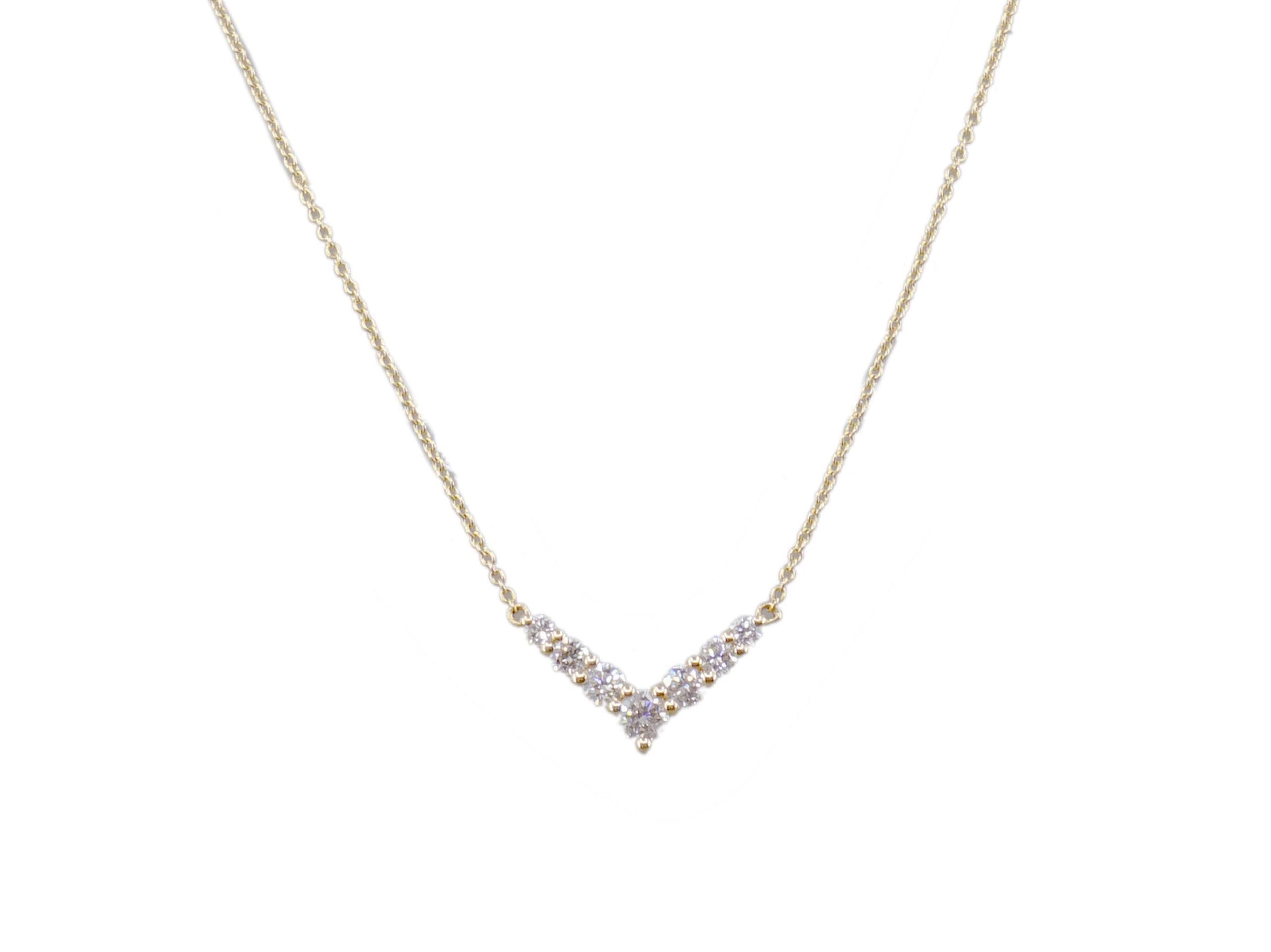 14k V Necklace with Diamonds