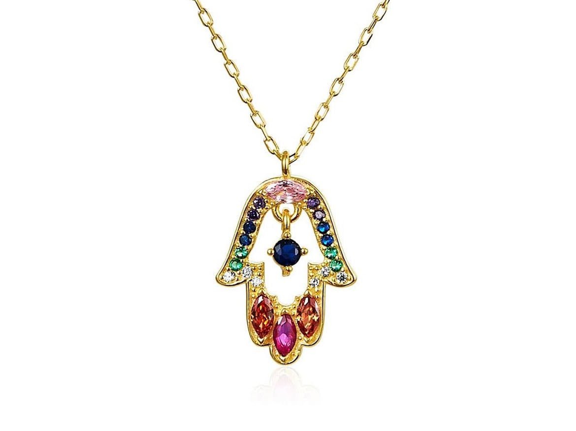 Colorful Hamsa Pendant Necklace