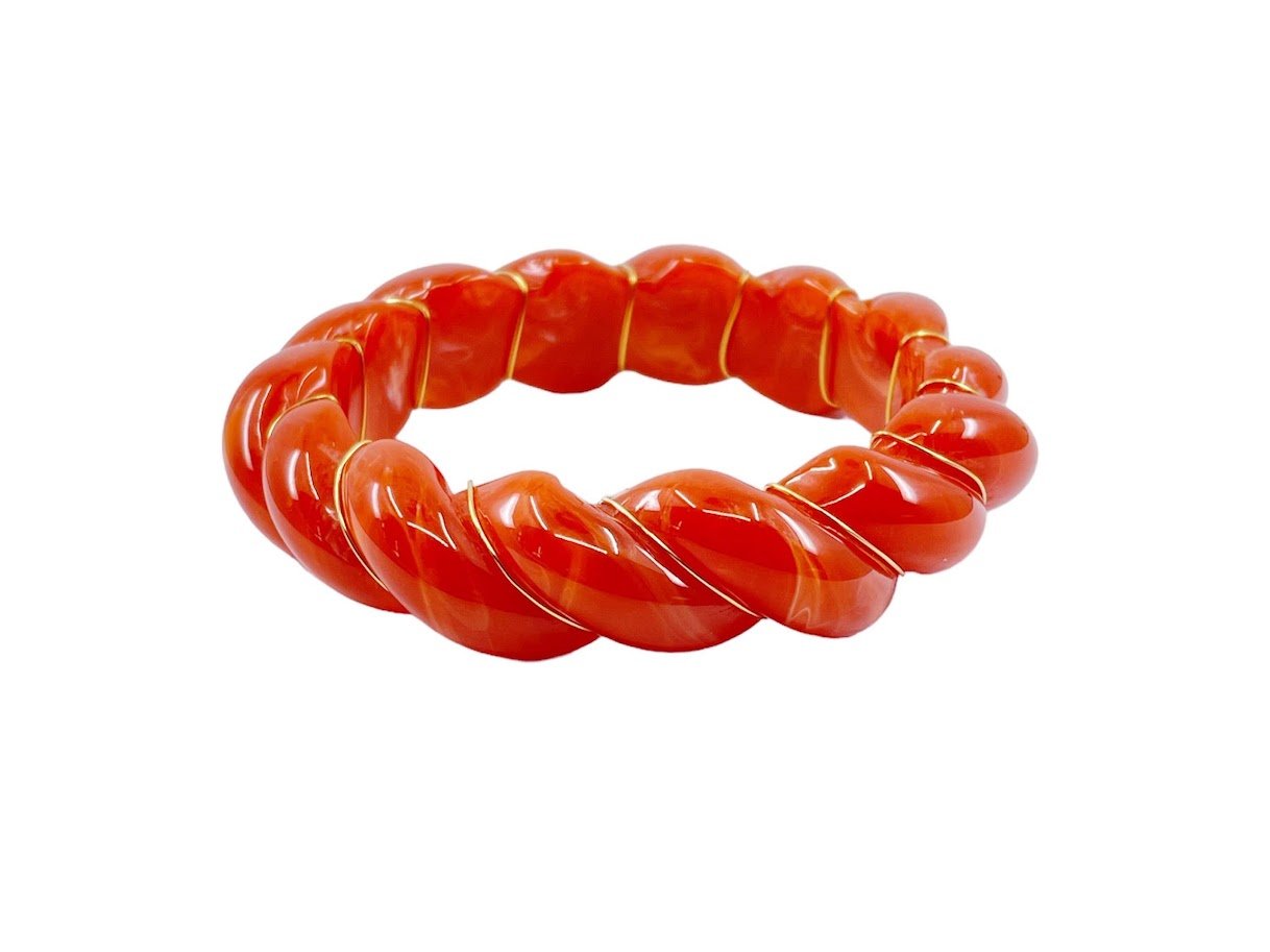 Vintage Orange Acrylic French Twist Bangle
