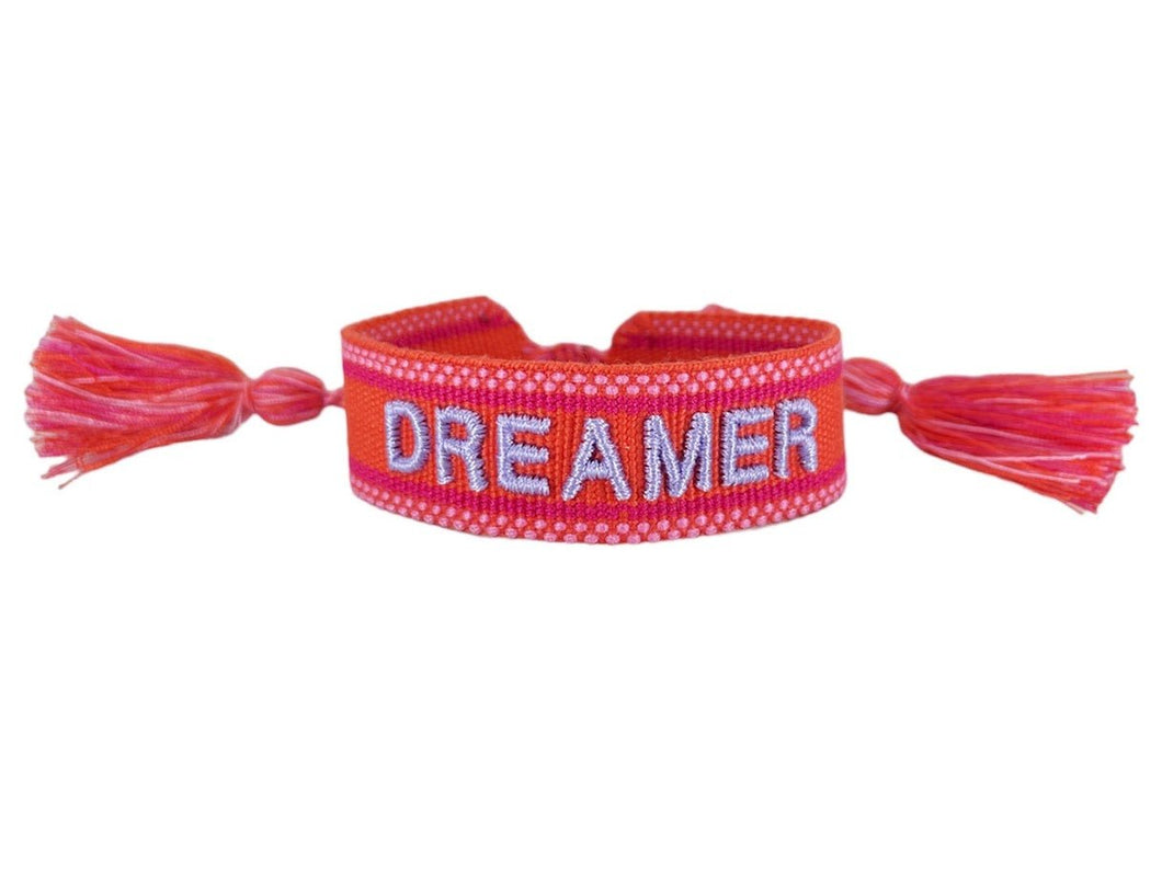 Red and Lilac Woven DREAMER Bracelet