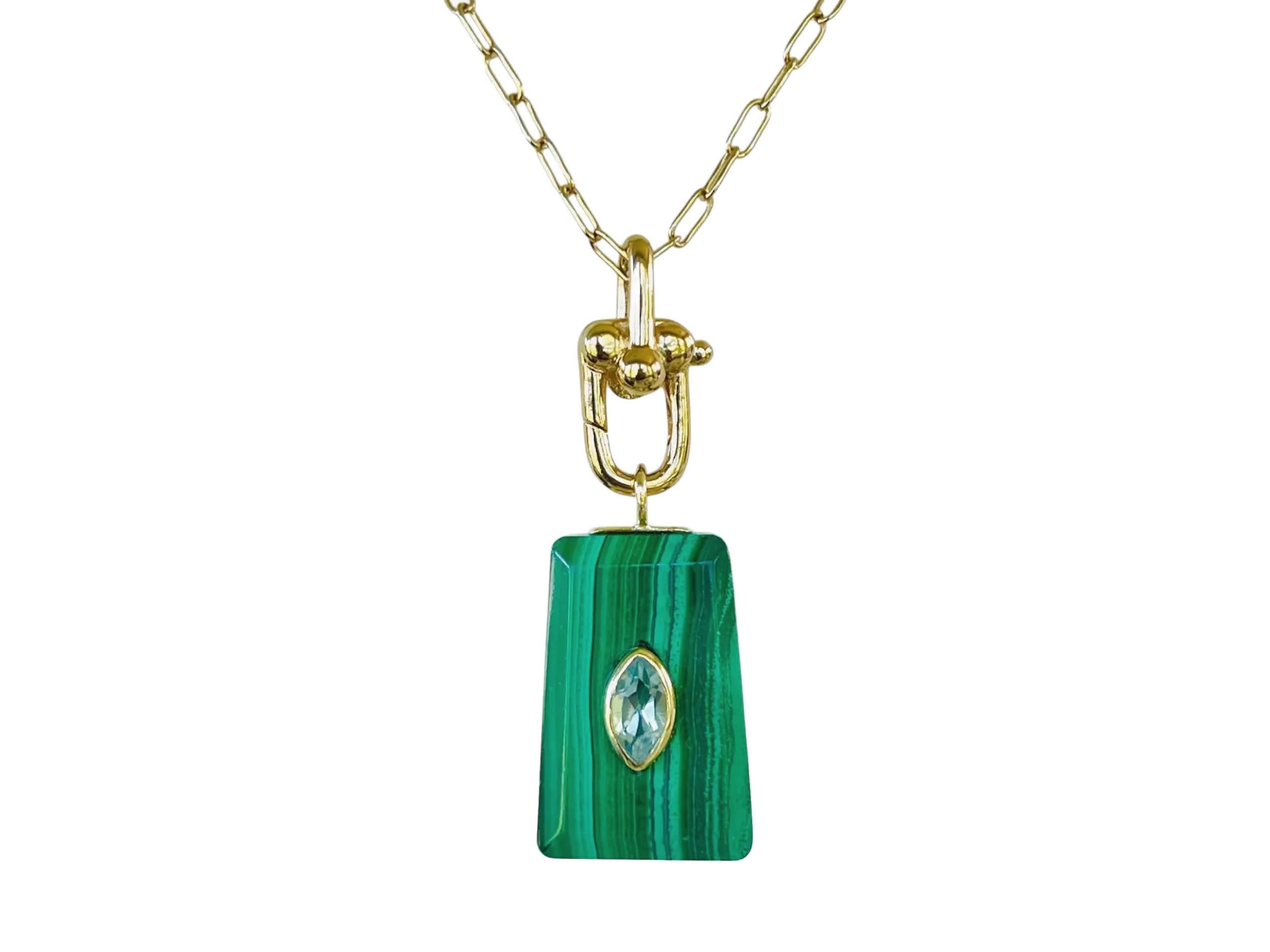 Malachite and Topaz Charm Necklace