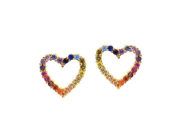 Mini Rainbow Heart Studs