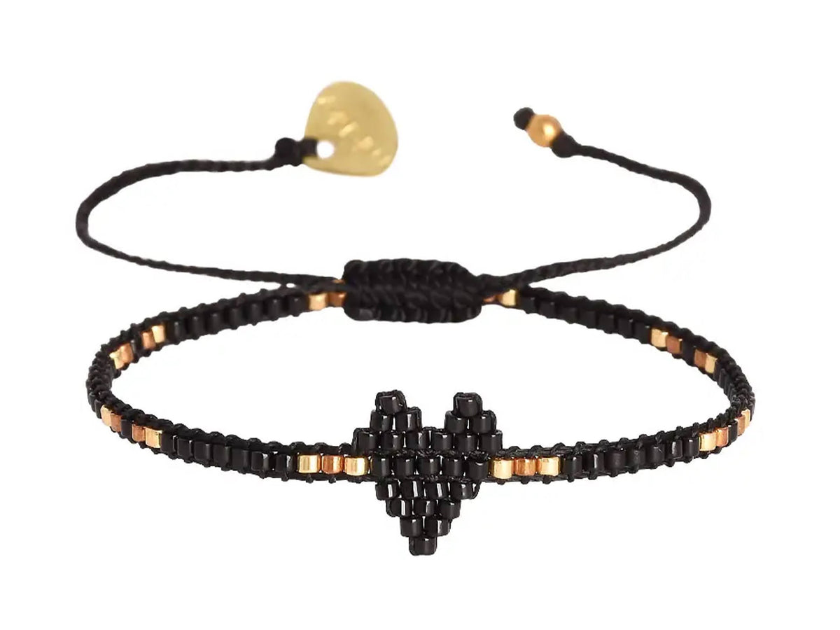 Black Beaded Heart Bracelet