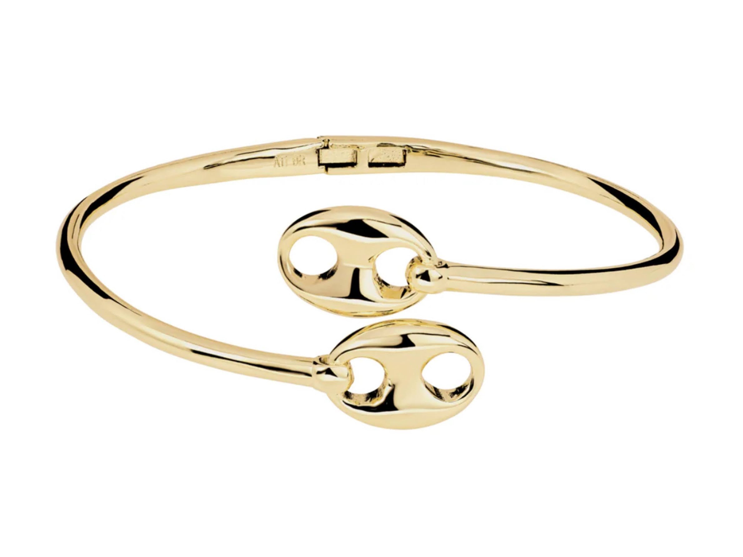 Gold Bangle with Puffy Mariner Ends